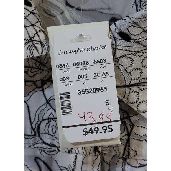 Christopher & Banks White/Black Print Flower Button Jacket Size S - Picture 4 of 6